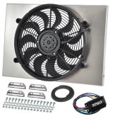 17 Inch 2,400 CFM Derale High-Output RAD Fan and Shroud Powerpacks 66828 Electric Fan, Powerpack Assembly, in. Diameter, Puller, cfm, Black, Plastic, Shroud, Aluminum, Each thumbnail 1