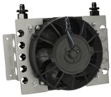 Derale Atomic-Cool Remote Fluid Coolers 13750 Oil Cooler, 9 3/8 in. x 12 3/4 in. x 4 5/16 in. Cooler, 8 in. Fan, Black, -6 AN Male, Kit thumbnail 2