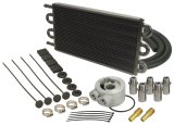 Derale 7000 Series Tube and Fin Engine Oil Cooler Kits 15502 Fluid Cooler, Engine, Fin, Aluminum, Copper, Black, 7 1/2 in. x 17 in. x 3/4 in., Each thumbnail 2