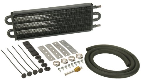 Derale 7000 Series Tube and Fin Transmission Coolers 13102 Fluid Cooler, Transmission, Fin, Aluminum, Copper, Black, .750 in. x 16.625 in. x 5.125 in., Kit thumbnail 2