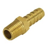 Derale NPT to Nipple Fittings 98100 Fitting, Adapter, Hose Barb, Straight, Brass, Natural, 1/4 in. NPT, 3/8 in. Hose Barb, Each thumbnail 2