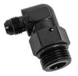 Derale AN Fittings 59506 Fitting, Adapter, to UNF, 90 Degree, Aluminum, Black Anodized, -6 AN, 7/8-14 in. UNF, Each thumbnail 1