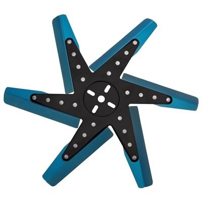 Derale Hi Performance Stainless Steel Flex Fans 19917 Fan, Flex-Type, Performance, Clockwise, 17 in. Diameter, Blue Anodized Aluminum Blades/Steel Hub, Universal, Each