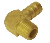 Derale NPT to Nipple Fittings 98244 Fitting, Adapter, Hose Barb, 90 Degree, Brass, Natural, 1/2 in. NPT, 1/2 in. Hose Barb, Each thumbnail 3
