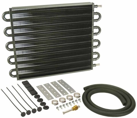 Derale 7000 Series Tube and Fin Transmission Coolers 13105 Fluid Cooler, Transmission, Fin, Aluminum, Copper, Black, 12 1/2 in. x 17 in. x 3/4 in., Each thumbnail 2