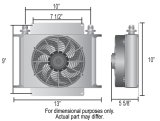 Derale Hyper-Cool Remote Fluid Coolers with Fan Kits 13960 Cooler, Transmission, Fan, Fittings, Hose, Plate-Type, Aluminum, 10 in. x 13 in. x 5.625 in., Kit thumbnail 2