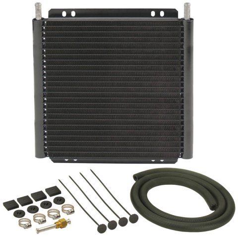 Derale 8000 Series Fin and Plate Transmission Coolers 13504 Fluid Cooler, Transmission, Plate-Type, Aluminum, Black, 11 1/4 in. x 11 in. x 3/4 in., Each thumbnail 2
