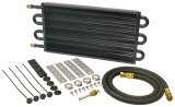 Derale Heavy-Duty Tube and Fin Transmission Coolers 13303 Fluid Cooler, Transmission, Fin, Aluminum, Copper, Black, 7 1/2 in. x 17 in. x 3/4 in., Each thumbnail 2