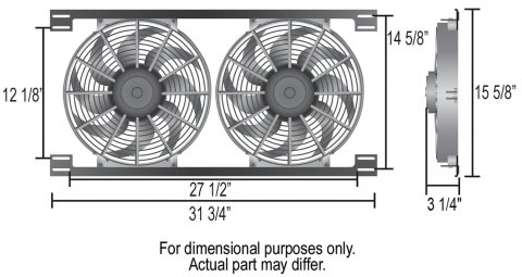 14 Inch 2,700 CFM Derale Tornado Universal Fan 16834 Electric Fan, Dual, in. Diameter, Reversible, cfm, Black Plastic, Each thumbnail 2