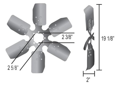 Derale Clutch Fans 17119 Fan, Clutch-Type, Clockwise, 19 in. Diameter, Steel Blades/Steel Hub, Universal, Each thumbnail 3