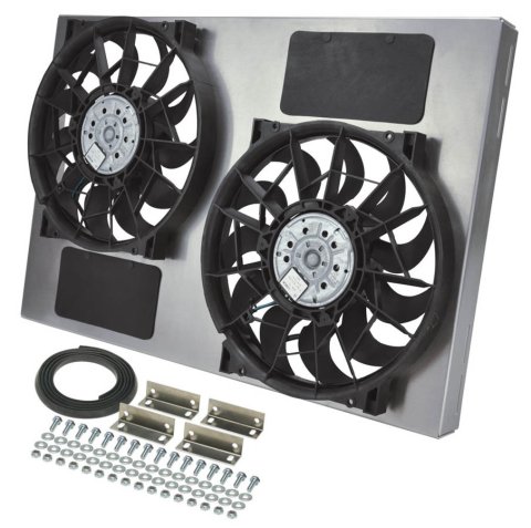 12 Inch 4,000 CFM Derale High-Output Dual RAD Fan and Shroud Kit 16837 Electric Fan, Dual, in. Diameter Fans, Aluminum Shroud, 27 in. Width, 18 in. Height, Each thumbnail 2