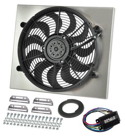 17 Inch 2,400 CFM Derale High-Output RAD Fan and Shroud Powerpacks 66822 Electric Fan, Powerpack Assembly, in. Diameter, Puller, cfm, Black, Plastic, Shroud, Aluminum, Each thumbnail 1