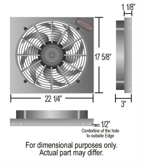 17 Inch 2,400 CFM Derale High-Output RAD Fan and Shroud Powerpacks 66822 Electric Fan, Powerpack Assembly, in. Diameter, Puller, cfm, Black, Plastic, Shroud, Aluminum, Each thumbnail 3