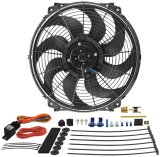 16 Inch 2,175 CFM Derale Tornado Universal Fan 16016 Electric Fan, Single, in. Diameter, Puller, cfm, Black, Plastic, Kit thumbnail 2
