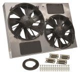 12 Inch 4,000 CFM Derale High-Output Dual RAD Fan and Shroud Kit 16927 Electric Fan, Dual, in. Diameter, Puller, cfm, Silver Powdercoated Steel Shroud, Each thumbnail 1