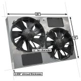 12 Inch 4,000 CFM Derale High-Output Dual RAD Fan and Shroud Kit 16927 Electric Fan, Dual, in. Diameter, Puller, cfm, Silver Powdercoated Steel Shroud, Each thumbnail 2