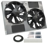 12 Inch 4,000 CFM Derale High-Output Dual RAD Fan and Shroud Kit 16927 Electric Fan, Dual, in. Diameter, Puller, cfm, Silver Powdercoated Steel Shroud, Each thumbnail 4