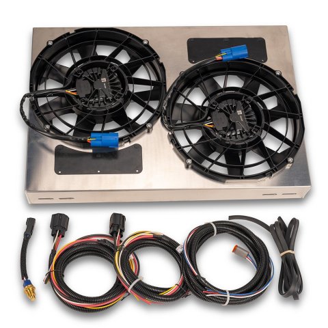 12 Inch 4,400 CFM Derale Electric Fan Brushless Powerpacks 67942-185 Powerpack Dual 12-in RAD Fan/Aluminum Shroud w/ PWM Controller thumbnail 2
