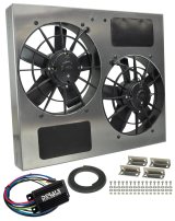 11 Inch 3,750 CFM Derale PWM Electric Fan Powerpacks 66835 Fan, Powerpack Assembly, in. Diameter, Puller, cfm, Black, Plastic, Shroud, Aluminum, Each thumbnail 1