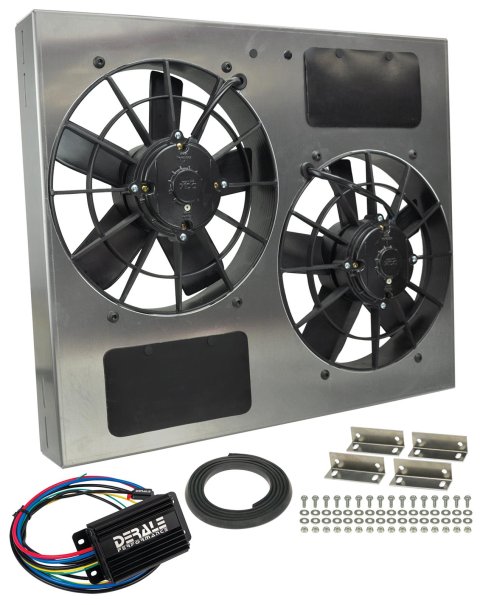11 Inch 3,750 CFM Derale PWM Electric Fan Powerpacks 66835 Fan, Powerpack Assembly, in. Diameter, Puller, cfm, Black, Plastic, Shroud, Aluminum, Each