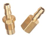 Derale Transmission Line Fittings 13025 Fittings, Brass, Natural, 3/8 in. Hose Barb, 5/8 in.-18 Inverted Flare, Pair thumbnail 2
