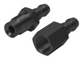 Derale Transmission Line Fittings 13025 Fittings, Brass, Natural, 3/8 in. Hose Barb, 5/8 in.-18 Inverted Flare, Pair thumbnail 3
