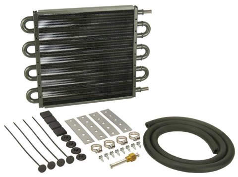Derale 7000 Series Tube and Fin Transmission Coolers 13107 Fluid Cooler, Transmission, Fin, Aluminum, Copper, Black, .750 in. x 12.750 in. x 10.250 in., Kit thumbnail 2