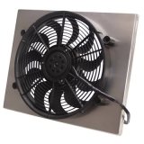17 Inch 2,400 CFM Derale High-Output Single RAD Fan and Shroud Kit 16822 Fan, Electric, Puller, Black Plastic Blades, Natural Aluminum Shroud, cfm, Brackets, Hardware, Each thumbnail 1