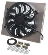 17 Inch 2,400 CFM Derale High-Output Single RAD Fan and Shroud Kit 16822 Fan, Electric, Puller, Black Plastic Blades, Natural Aluminum Shroud, cfm, Brackets, Hardware, Each thumbnail 2