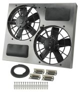 11 Inch 3,750 CFM Derale High-Output Dual RAD Fan and Shroud Kit 16830 Electric Fan, Dual, in. Diameter Fans, w/Shroud, 22.250 in. Width, 19.000 in. Height, 4.50 in. Thick, Each thumbnail 1