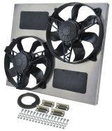 11 Inch 3,750 CFM Derale High-Output Dual RAD Fan and Shroud Kit 16830 Electric Fan, Dual, in. Diameter Fans, w/Shroud, 22.250 in. Width, 19.000 in. Height, 4.50 in. Thick, Each thumbnail 3