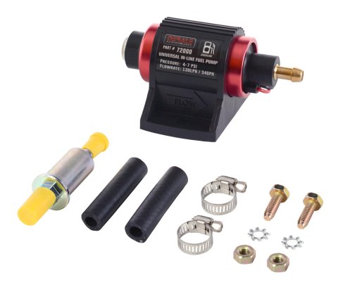 Derale Universal Inline Fuel Pumps 72000 Pump, High Performance Pump Gasoline 130 lph, 4-7 psi, Each thumbnail 1
