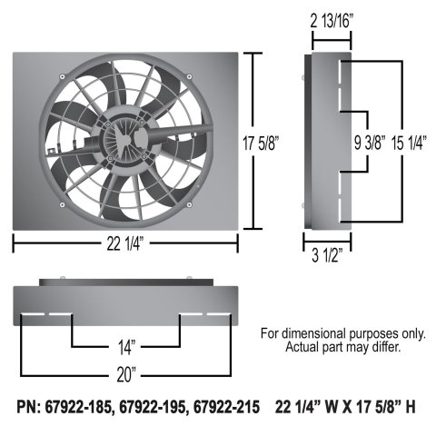 17 Inch 2,800 CFM Derale Electric Fan Brushless Powerpacks 67922-185 Fans, Powerpack, Single in. Fan, CFM, Shroud, 185 degree, Kit thumbnail 5