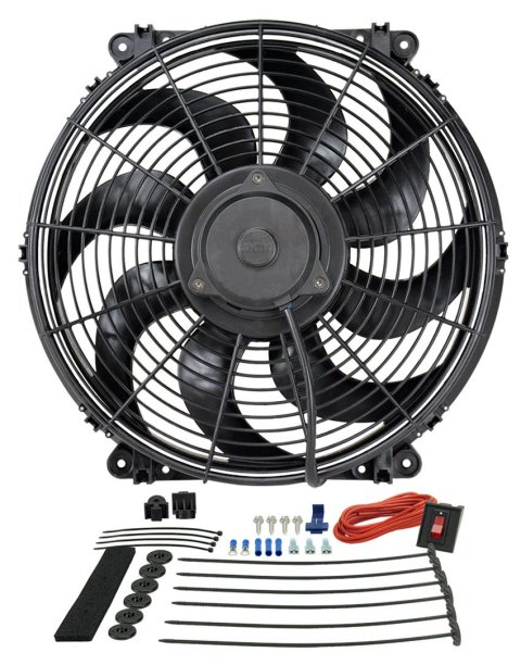 16 Inch 2,175 CFM Derale Tornado Universal Fan 16516 Electric Fan, Single, in. Diameter, Reversible, cfm, Black, Plastic, Each thumbnail 1
