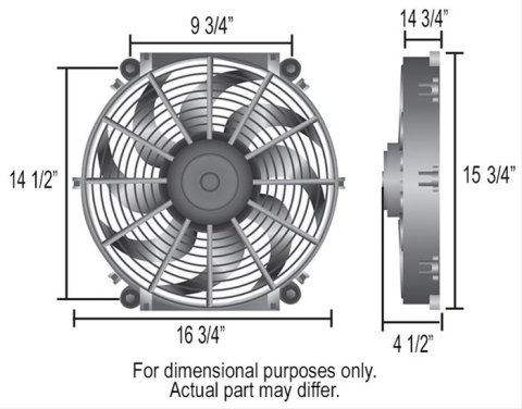 16 Inch 2,175 CFM Derale Tornado Universal Fan 16516 Electric Fan, Single, in. Diameter, Reversible, cfm, Black, Plastic, Each thumbnail 3