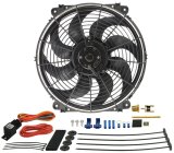 14 Inch 1,350 CFM Derale Tornado Universal Fan 16014 Fan, Tornado, Electric, Single, cfm, 8 Plastic Blades, Black, in. Diameter, Thermostat, Kit thumbnail 2