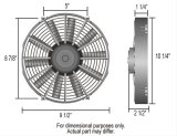 9 Inch 570 CFM Derale Tornado Universal Fan 16619 Electric Fan, Tornado, Single, in. Diameter, Reversible, cfm, Black, Plastic, Each thumbnail 2