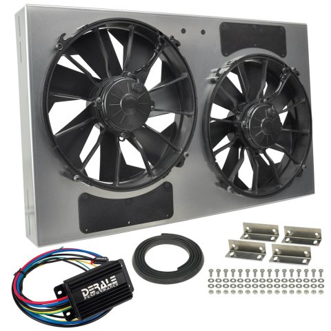 12 Inch 4,000 CFM Derale PWM Electric Fan Powerpacks 66838 Fan, Powerpack Assembly, in. Diameter, Puller, cfm, Black, Plastic, Shroud, Aluminum, Each