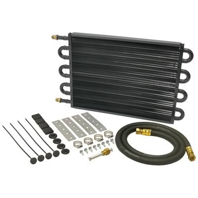 Derale Heavy-Duty Tube and Fin Transmission Coolers 13304 Fluid Cooler, Transmission, Fin, Aluminum, Copper, Black, 10 in. x 17 in. x 3/4 in., Each