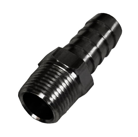 Derale NPT to Nipple Fittings 98102 Fitting, Adapter, Hose Barb, Straight, Aluminum, Black Anodized, 3/8 in. NPT, 1/2 in. Hose Barb, Each thumbnail 2