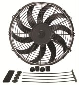 12 Inch 1,328 CFM Derale High-Output Curved Blade Fan 16112 Fan, Electric, Single, High Output, Blades, cfm, 14.20 amps, 10 Plastic Blades, Black, Puller thumbnail 1