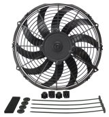 12 Inch 1,328 CFM Derale High-Output Curved Blade Fan 16112 Fan, Electric, Single, High Output, Blades, cfm, 14.20 amps, 10 Plastic Blades, Black, Puller thumbnail 2