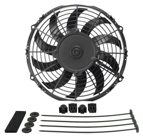10 Inch 802 CFM Derale High-Output Curved Blade Fan 16110 Fan, Electric, Single, cfm., 11.125 in. Height, 10.563 in. Width, Puller, Each thumbnail 1
