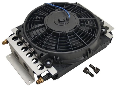 Derale Electra-Cool Remote Fluid Coolers 13700 Oil Cooler, 11.5 in. x 15.75 in. x 5 in. Cooler, 10 in. Fan, -6 AN Male, Each thumbnail 1