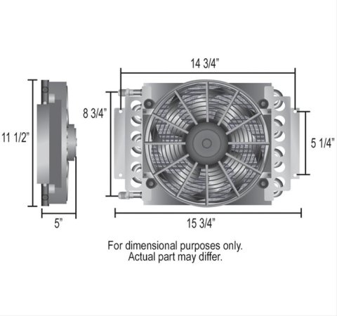 Derale Electra-Cool Remote Fluid Coolers 13700 Oil Cooler, 11.5 in. x 15.75 in. x 5 in. Cooler, 10 in. Fan, -6 AN Male, Each thumbnail 2
