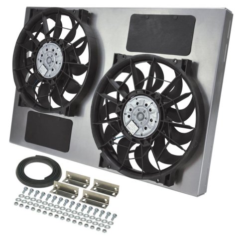 12 Inch 4,000 CFM Derale High-Output Dual RAD Fan and Shroud Kit 16842 Electric Fan, Dual, in. Diameter Fans, w/Shroud, 26.000 in. Width, 18.000 in. Height, Each thumbnail 2