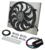 17 Inch 2,400 CFM Derale High-Output RAD Fan and Shroud Powerpacks 66823 Electric Fan, Powerpack Assembly, in. Diameter, Puller, cfm, Black, Plastic, Shroud, Aluminum, Each thumbnail 1