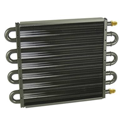 Derale 7000 Series Tube and Fin Transmission Coolers 13317 Cooler, Fin, Aluminum, -6 AN Male Fittings, 10.250 in. x 13.5 in., x 0.750 in., Kit thumbnail 1