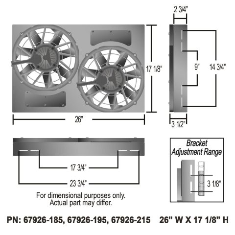 12 Inch 4,400 CFM Derale PWM Electric Fan Powerpacks 67926-185 Powerpack Brushless Dual 12-in RAD Fan/Alum Shroud Kit w/ Controller thumbnail 7