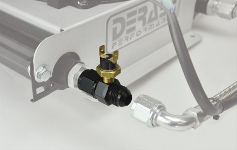 Derale Inline Fan Thermostats 35025 Electric Thermostat, In-Line, 190 Degrees On, 175 Degrees Off, -6 AN Inlet, Outlet, Kit thumbnail 2